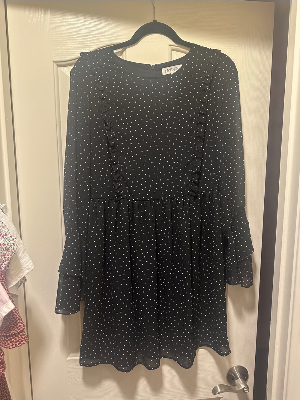 Leyden Black Polka Dot Long-Sleeve Dress